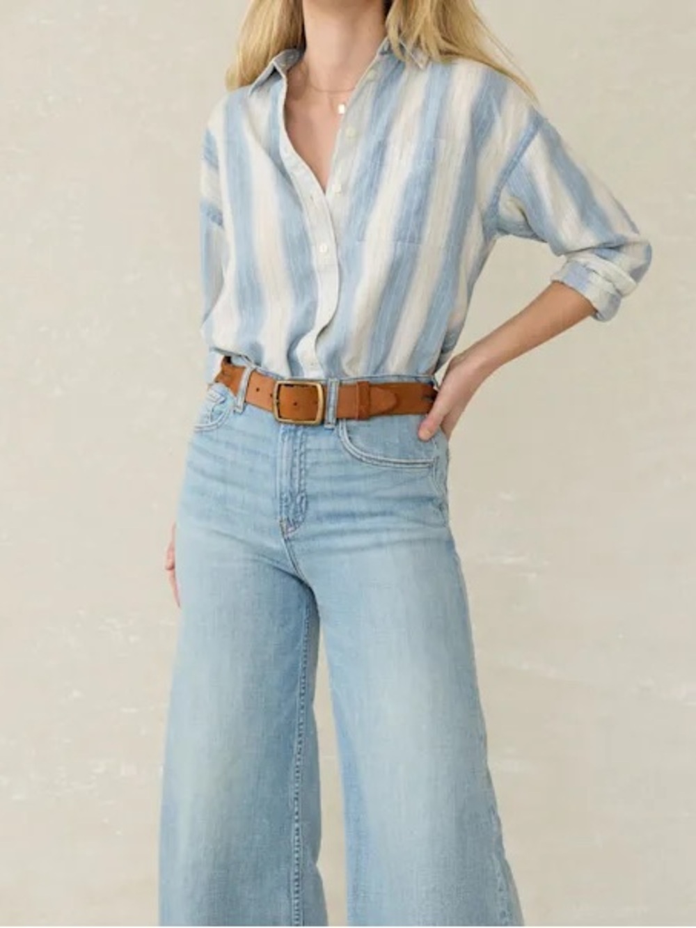 Faherty tried & true Chambray Stripe Button-Down Shirt